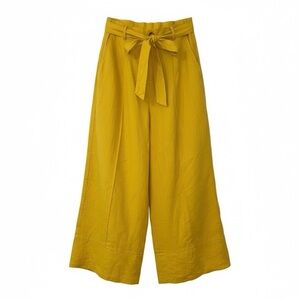 Joie NWT Mustard Yellow Linen Blend Cropped Trousers Size Large